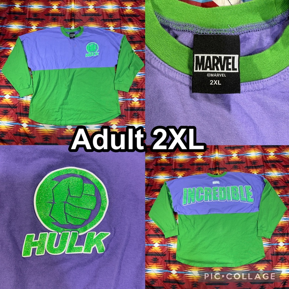 Universal Studios Incredible Hulk Spirit Jersey Adult 2XL Marvel Long Sleeve